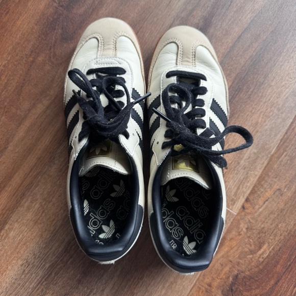 Adidas Originals Men’s Samba OG 7.5 Beige Black Leather Unisex Gold Logo - Picture 5 of 12